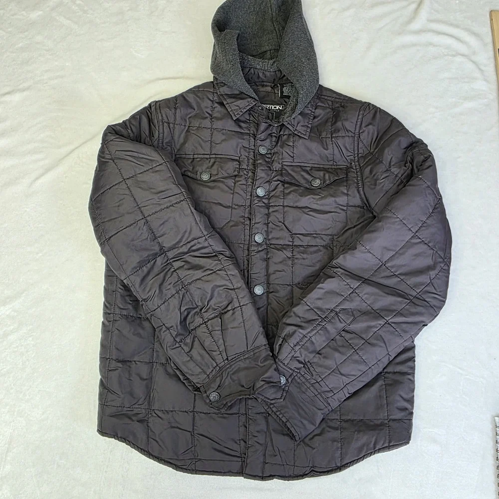 Distortion Quilted Jacket Men's Medium Fleece Hood Gorpcore Utility Pockets FLAW